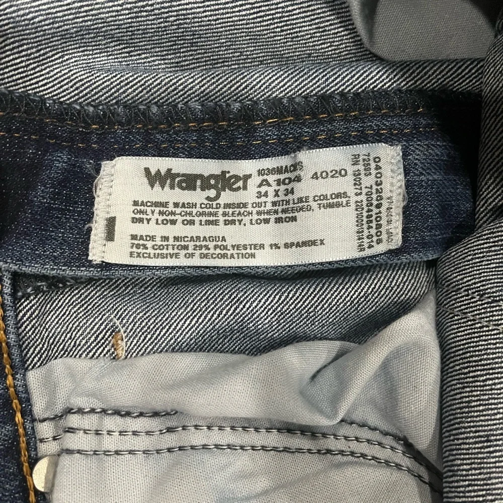 [34*34]Wrangler Classic Advanced Comfort Slim Fit Blue Men Jeans NWOT - Picture 9 of 9